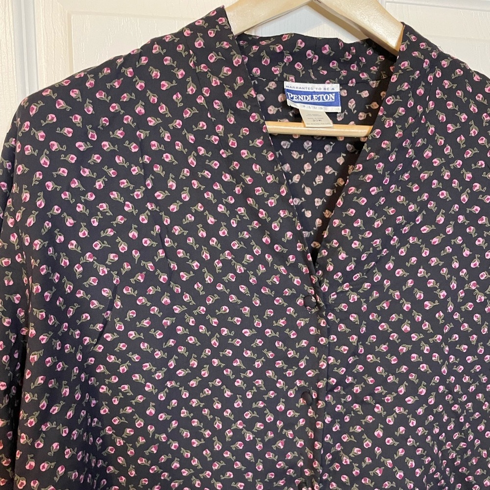 VTG Pendleton floral long sleeve button down blouse plus sz 20W - Picture 3 of 10